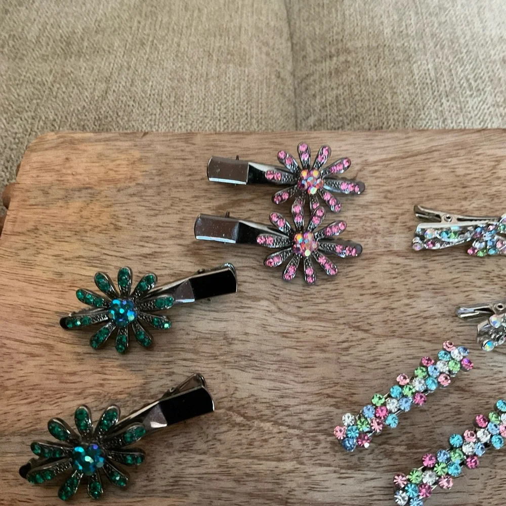 Vintage Hair Accessories, Rhinestones, Barrettes, banana clips, multicolor